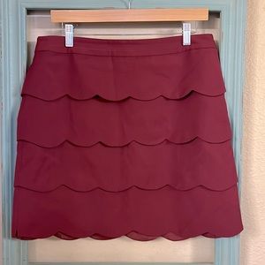 Ann Taylor Loft Burgundy Scallop Skirt 10